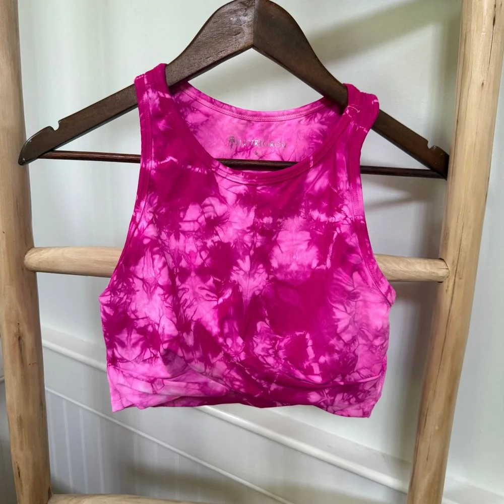 Electric & Rose Womens Pink Tie Dye Activewear Set High Waist Leggings &‎ Bra S